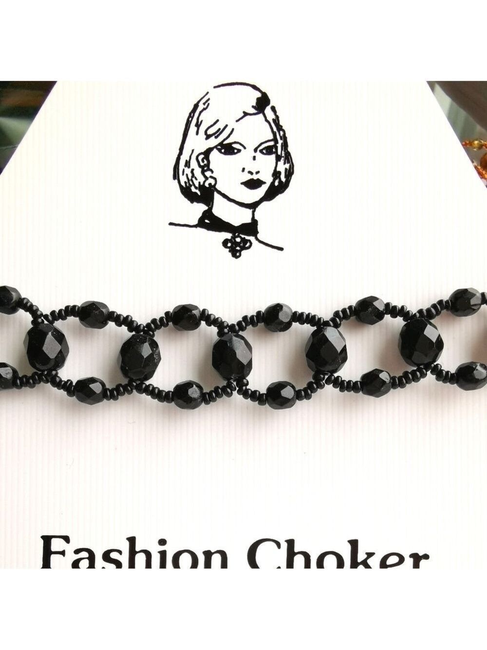 JET Black Crystal Choker Necklace